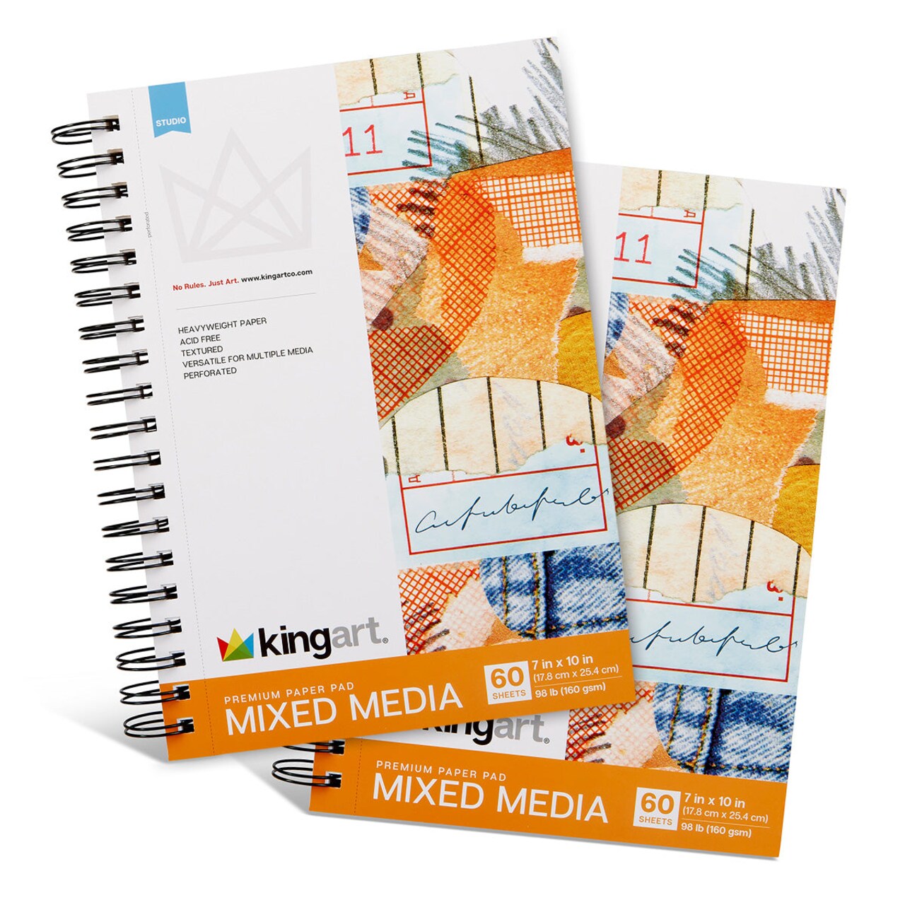 KINGART® Mixed Media Sketchbooks – 7" x 10" (2 Pack, 60 Sheets Each)